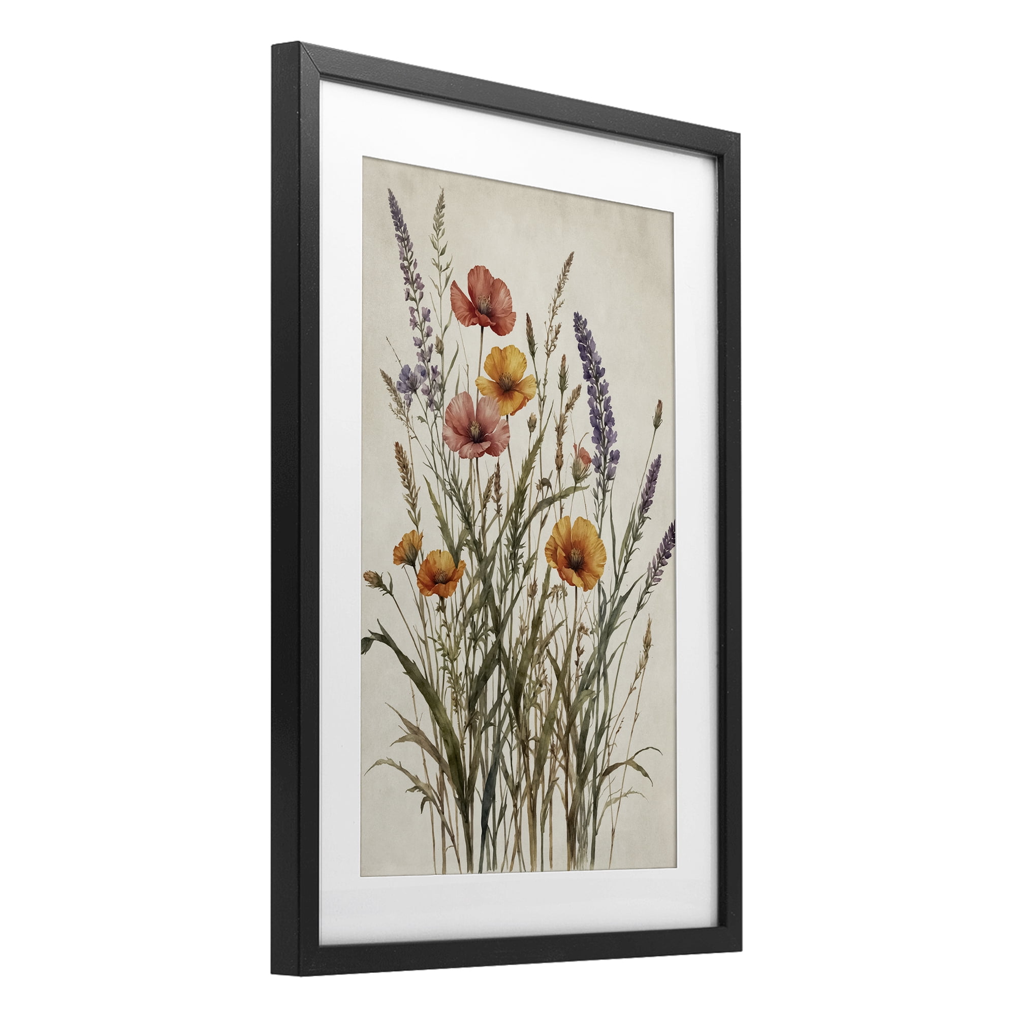 Stupell Industries Vintage Collection of Meadow Botanicals Black Framed Print Under Glass, design by Nataly White