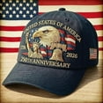 thumbnail image 5 of Eagle and Liberty United States 250th Anniversary Hat, 2026 Embroidered Adjustable Baseball Cap, America 250th Anniversary Patriotic Gift for Veterans, Navy, Army, USMC, 5 of 9