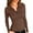 Coffee#003, variant on STICHOU Women's Long Sleeve Polo Shirts Slim Fitted Solid Color Deep V Neck Tops Button Down Work Collared Tee Comfy Fall Outfits Army Green L