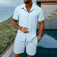 thumbnail image 2 of RMGVDSD Mens Short Sets 2 Piece Outfits Fashion Casual Summer Mens Shirts Loose Fit Short Sleeved Shorts Set Comfortable Breathable Beach Outfit Stylish Mens Outfits Set, 2 of 9