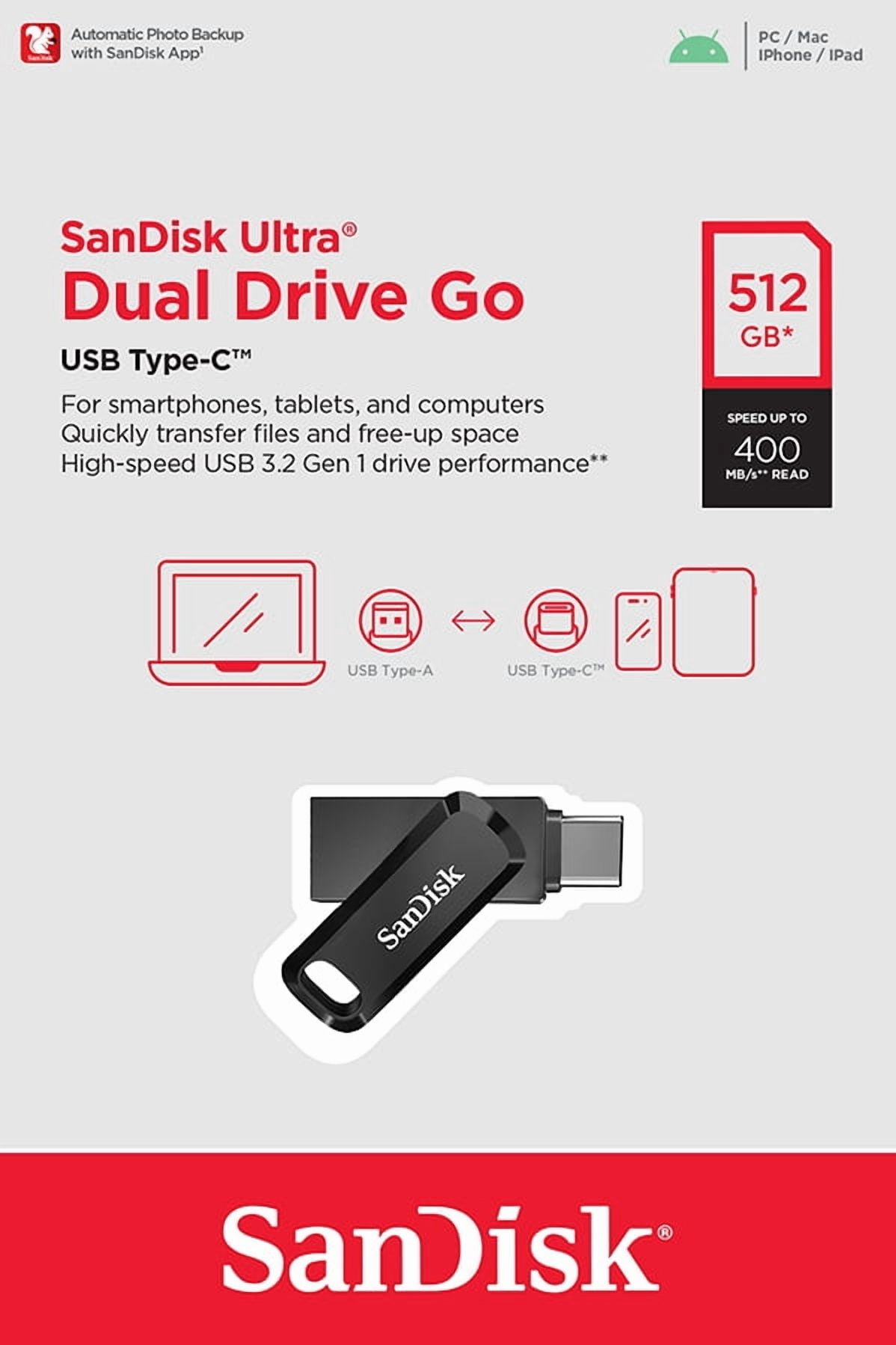 その他  Go 64GB SanDisk Ultra Dual Drive Go 64GB USB Type A/USB Type C Flash