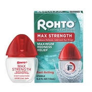 Rohto Cool Max Maximum Redness Relief Cooling Eye Drops, 0.4 Fl Oz (Pack of 3)