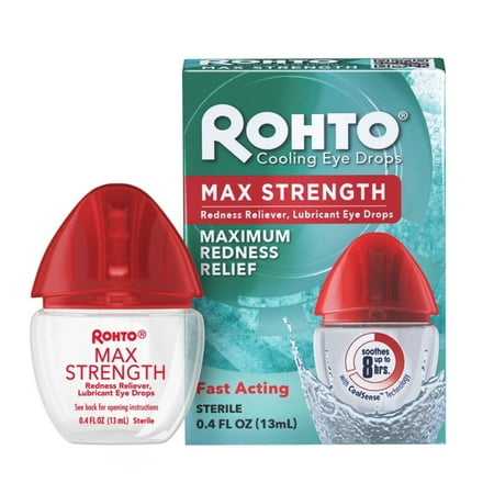 Rohto Cool Max Maximum Redness Relief Cooling Eye Drops, 0.4 Fl Oz (Pack of 3)