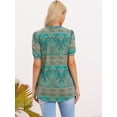 thumbnail image 3 of DARING DIVA Women's Boho Short Sleeve Floral Blouse Casual V Neck Shirts XS Blue, 3 of 6