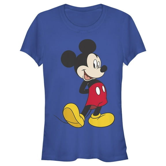 Junior's Mickey & Friends Smiling Mickey Mouse Portrait  Graphic Tee Royal Blue Medium