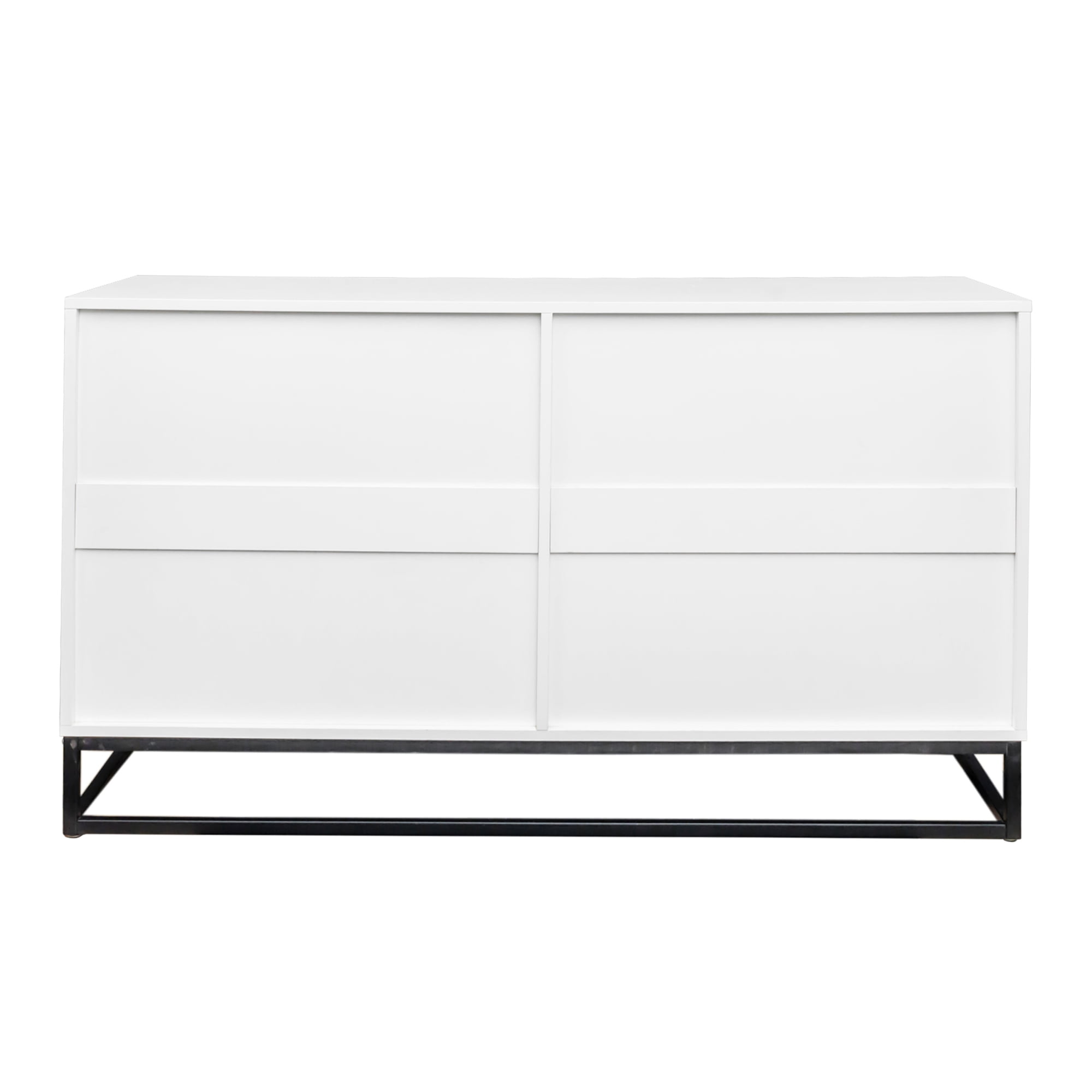 Kadyn 51.18" Double Dresser, Chest of Drawers with 6 Drawer, Modern Storage Cabinet for Living Room, Black White