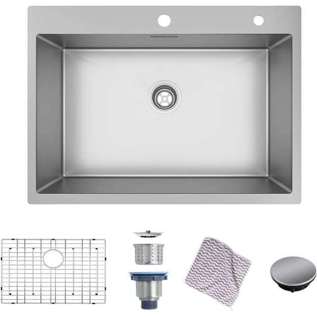 Undermount Sink, Single Bowl Kitchen Sink Undermount Stainless Steel Kitchen Sink Bar or Prep Kitchen Sink