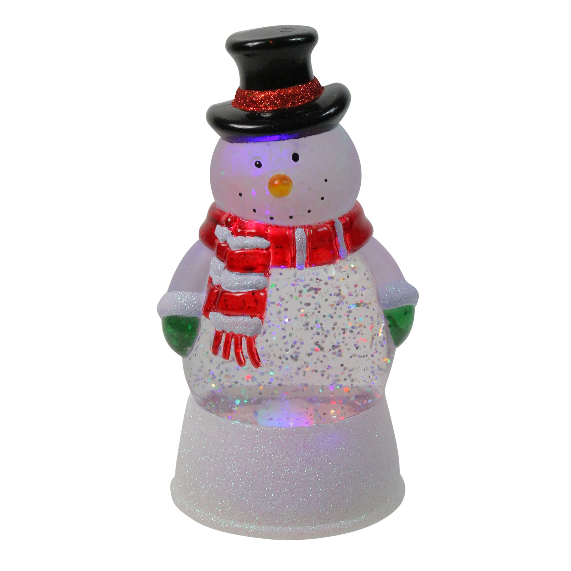 LED Lighted Color Changing Snowman Christmas Glittering Snow Dome 7.5