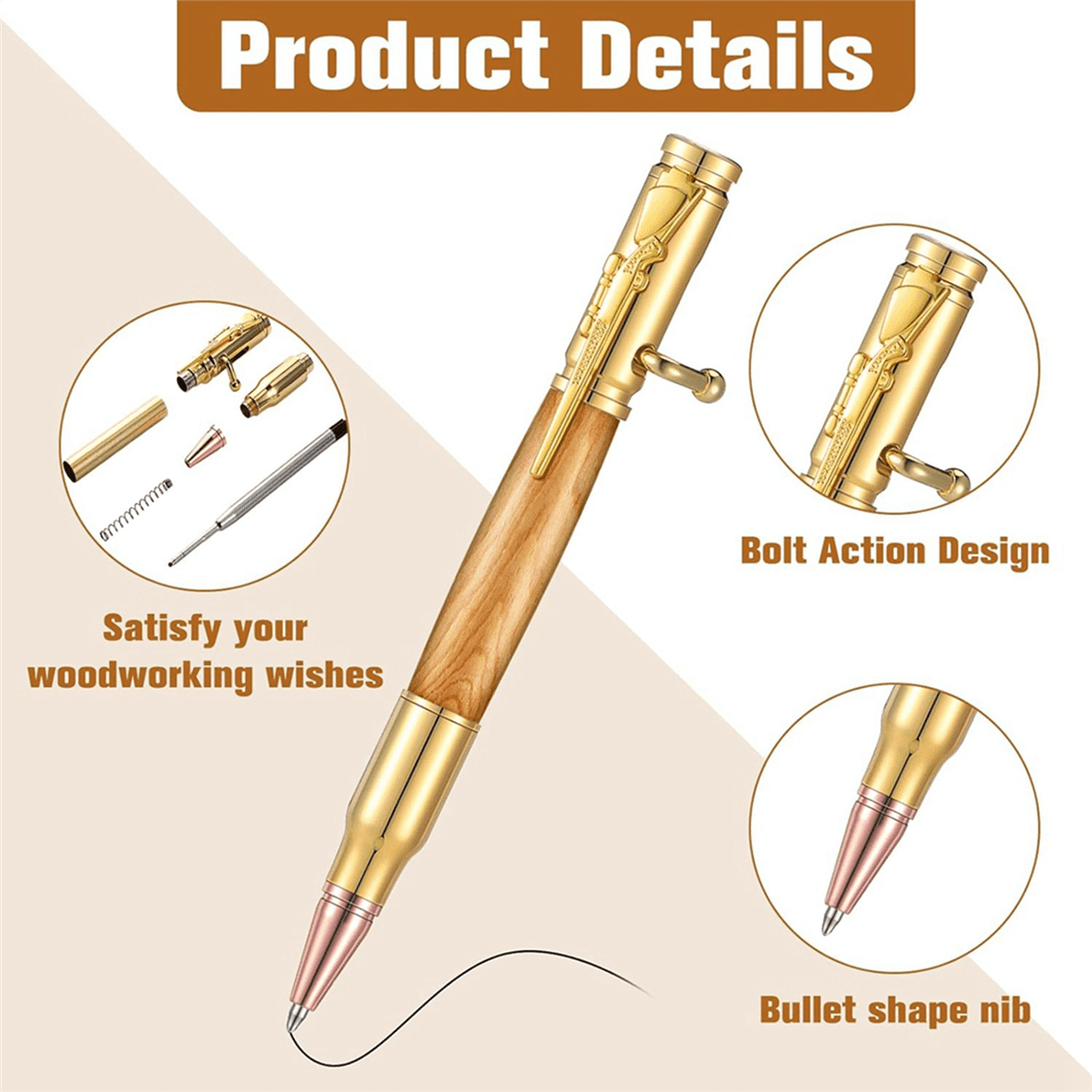 Set of 12 Slim Pens, Multi-Color Wooden Swivel Pen Set with Refill Shaft Bolt-on Ballpoint Pen for DIY Wooden Swivel