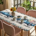 thumbnail image 3 of Easter Table Cloths for 4 Foot Rectangle Tables, Spring Farmhouse Truck Rabbit Eggs Floral Plaid Patio Waterproof Elastic Fitted Tablecloths, Washable Rectangular Table Cover for Camping, 3 of 8