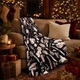 thumbnail image 3 of Vintage Salon Styling Tools Roses Glittery Beauty Botanical, Festive Holiday Scene, Warm Flannel Blanket for Living Room and Family Room, Art Lovers Valentine's Day Gift, Festive Home Decor, 3 of 9