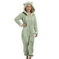 thumbnail image 4 of Coerni Boys Girls Fleece Onesie Warm Winter Sherpa Fleece Bed Jumpsuit Kids Plain Zip Up Long Sleeve Cute Bear Hooded Rompe𝐫, 4 of 5