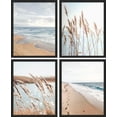 thumbnail image 3 of PixonSign Framed Wall Art, Ocean Sea Wave Horizon Posters, Set of 4 White Beach Grass Cloudy Landscape Prints, Colorful Wall Decor, Nature Wilderness Modern Wall Décor for Home - 12"x16" Black, 3 of 5