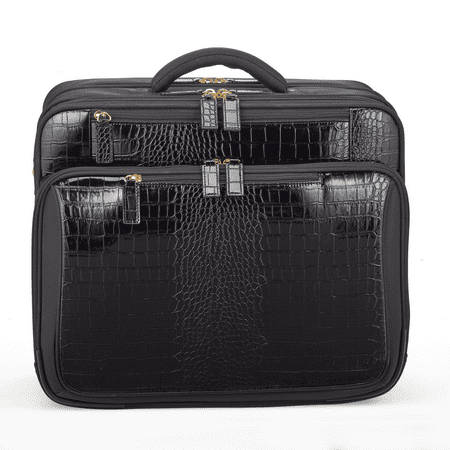UPC: 0183248000671 | Rolling Brief Case for 15” Laptop Computer  Leather Briefcase With Wheels  Work Backpack  Office Roller Handle Bag (Black)