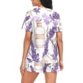 thumbnail image 2 of joogoo Women's Pajama Set Flowers Lavender Short Sleepwear Loungewear with Pockets L, 2 of 7