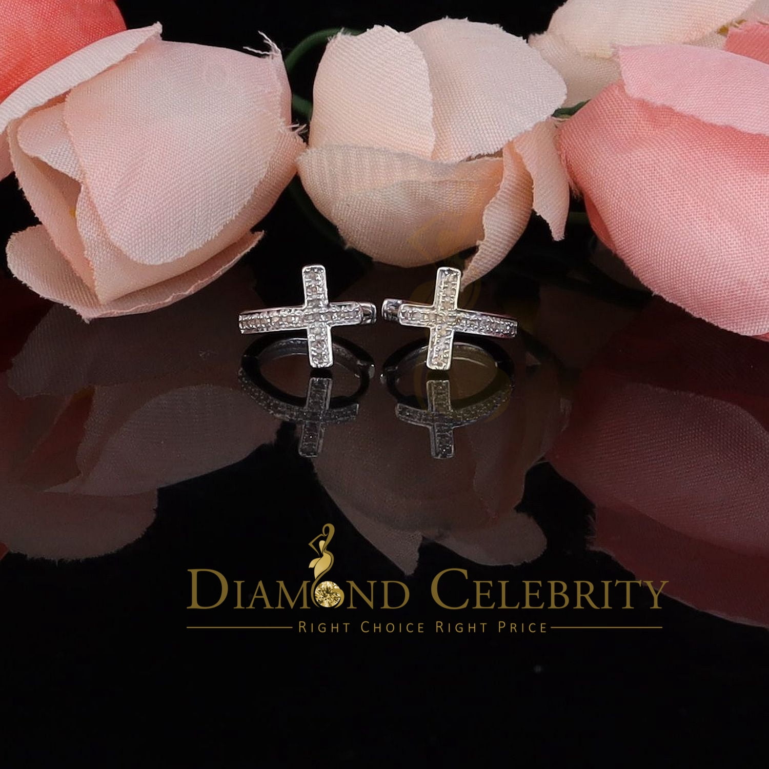 Diamond Celebrity's 0.15ct Diamond 925 Sterling Silver White Hoop Stud Earring For Men's / Women's