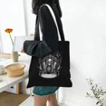 thumbnail image 6 of DouZhe Reusable Grocery Bags, Biker Skull Riding Motorcycle Lightweight Polyester Canvas Cloth Tote Bag for Travle Gym Shopping School, 15" x 16", 6 of 7