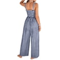 thumbnail image 5 of hoksml Women's Summer Checkered Wide Leg Jumpsuit, Spaghetti Strap Smocked Casual One Piece Outfit, 5 of 8