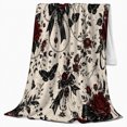 thumbnail image 2 of Deep Red Roses Black Butterflies Gothic Romantic Floral, Cozy Friendship Quote Scene, Warm Flannel Blanket for Living Room and Reading Nook, Art Lovers Appreciation Gift, Artistic Home Decor, 2 of 9