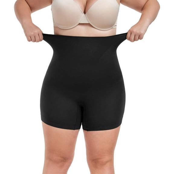 MANIFIQUE Plus Size High Waist Tummy Control Shapewear Shorts, Seamless Soft Body Shaper Boy Shorts 1X-4XL