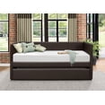 thumbnail image 3 of Lexiconhome Adra Faux Leather Upholstered Daybed with Trundle in Dark Brown, 3 of 3