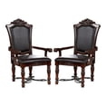 thumbnail image 2 of Furniture of America Cato Padded Faux Leather Indoor Armchairs, Brown Cherry (Set of 2), 2 of 8