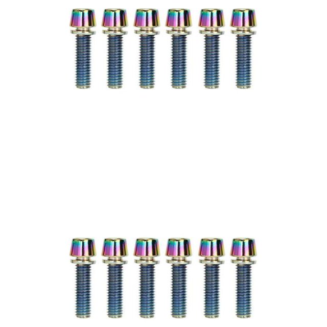 Langgg Pack of 6 Bike Stem Screw Stainless Steel Handlebar Riser Mounting Bolts Maintenance Accessory Replacing Parts Colorful M5 2Set