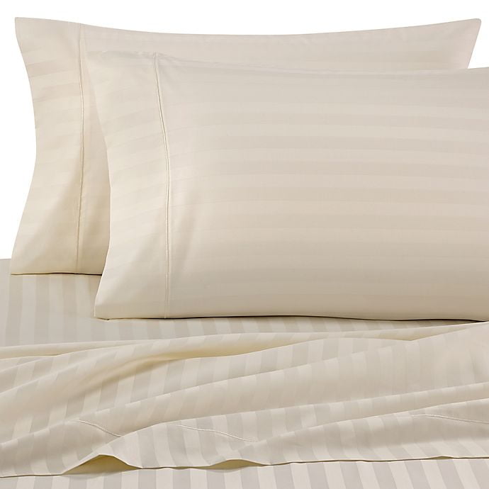 Wamsutta Pima Damask Stripe 500ThreadCount Full Sheet Set in Ivory
