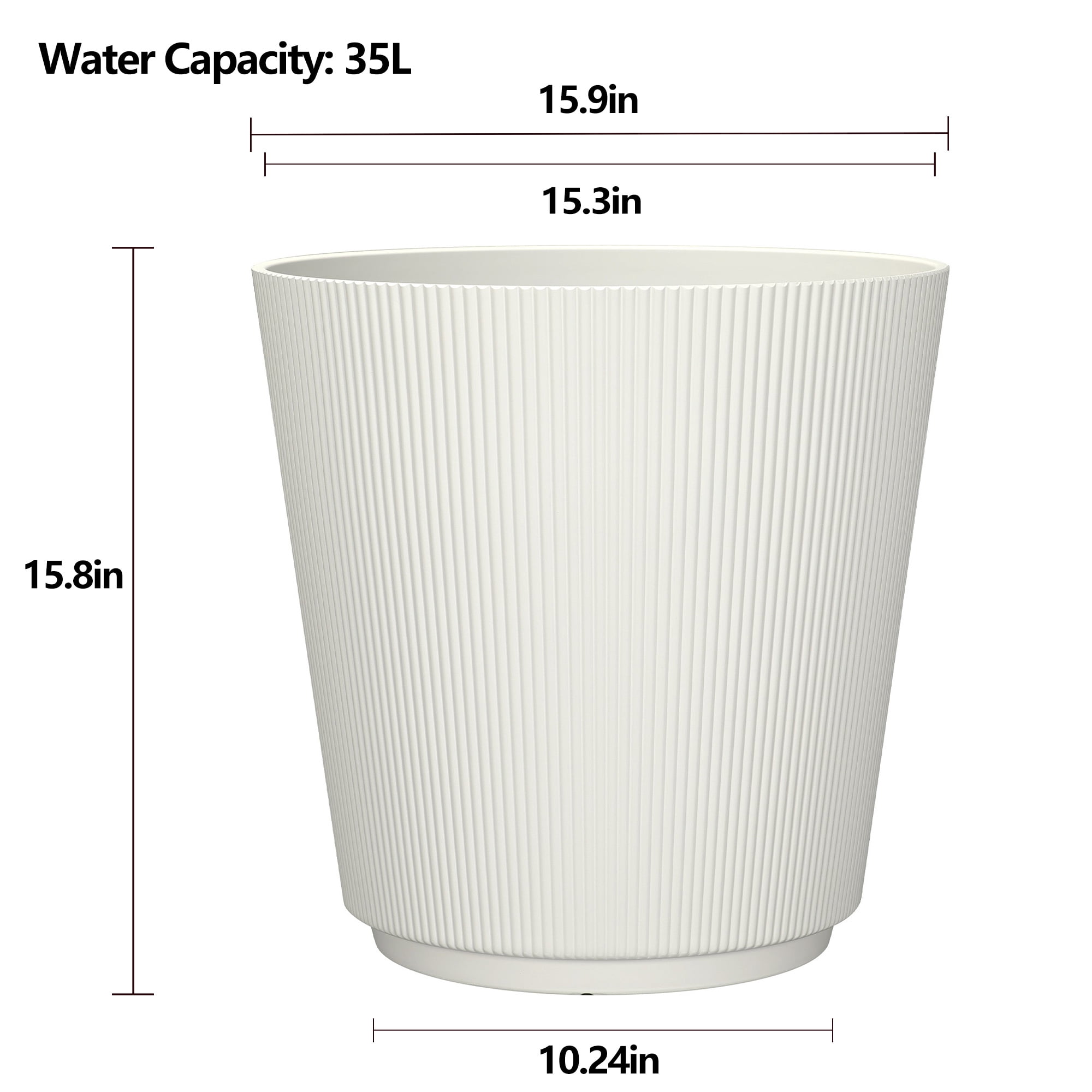 Mainstays Parker 15.9" x 15.9" x 15.8" Round Vanilla Dream 100% Recycled Resin Planter