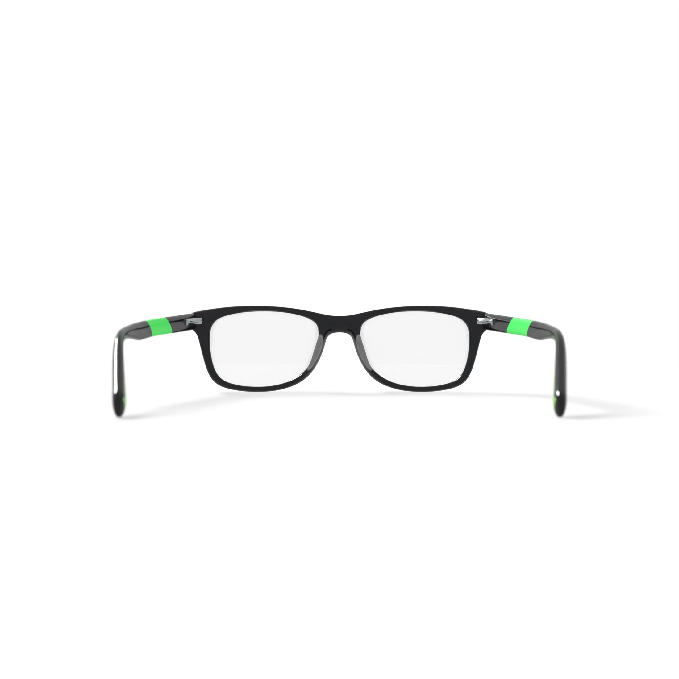 Nike Kids Rectangular Eyeglasses, NIKE 5538G, Black/Lime, 46-17-130, with Case