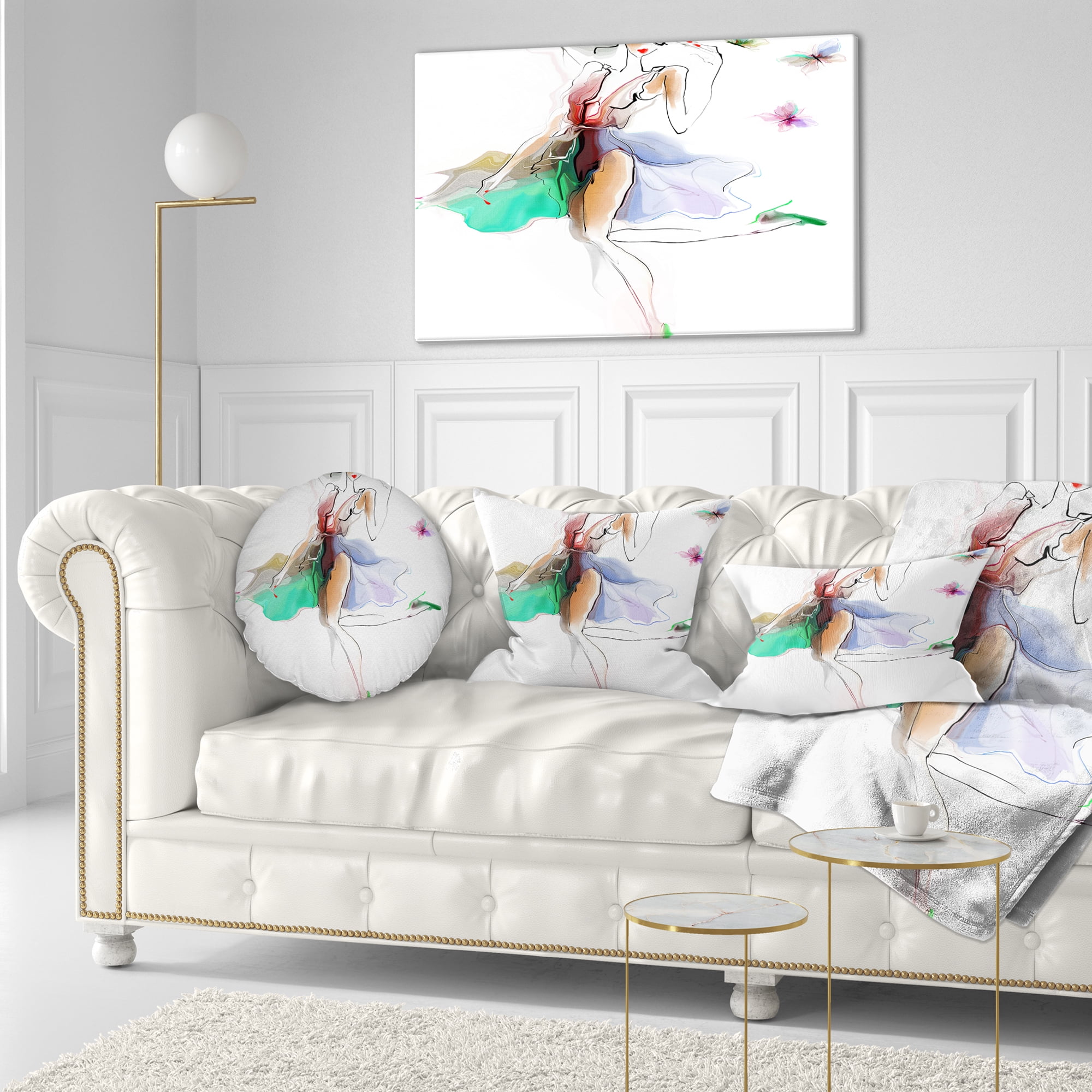 Designart Fashion Girl in Multiple Colors - Portrait Throw Pillow - 12x20