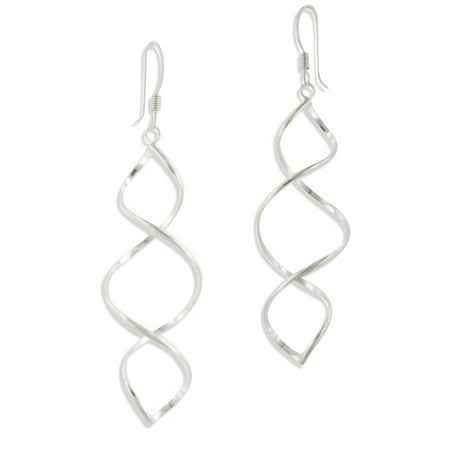 - Long Twisted Spiral Icicle Anti-Tarnish Sterling Silver Hook Earrings