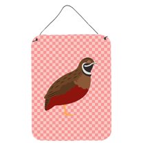 Caroline's Treasures BB7956DS1216 Chinese Painted or King Quail Pink Check Wall or Door Hanging Prints, 12x16,