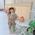 thumbnail image 2 of Mercatoo Toddler Kids Girls Floral Wide Leg Jumpsuit Sleeveless Off-Shoulder Romper Hawaii Holiday Outdoor Bodysuit Clothing, 2 of 9