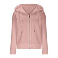 thumbnail image 6 of felwors Zip Up Cardigan Sweater for Women Cable Knit Hoodie Long Sleeve Jacket Oversized Outwear Drawstring Sweatshirts Pink, XXL, 6 of 6