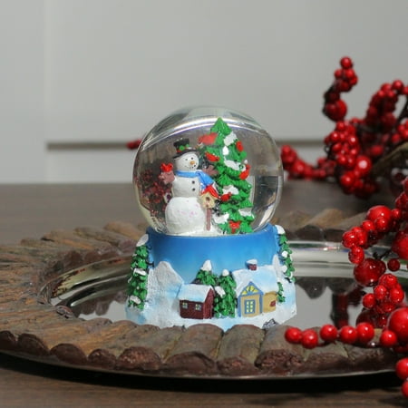 

unbranded-4.75 Snowman with Cardinals Musical Christmas Tree Snow Globe