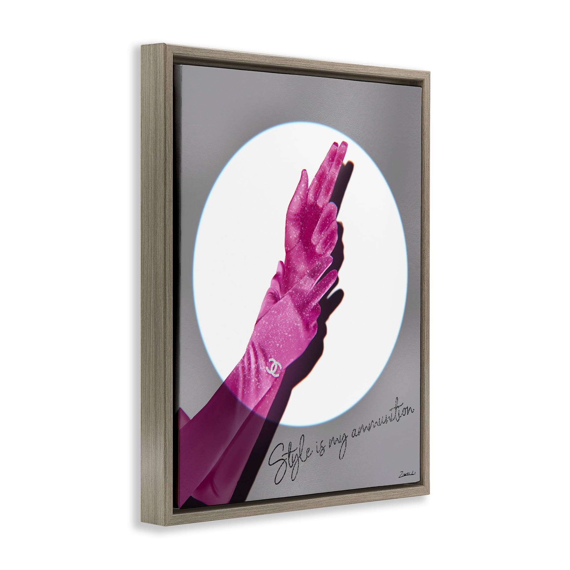 Stupell Industries Style Is Ammunition Fashion Painting Brown Floater Framed Canvas Art Print Wall Art, 17 x 21