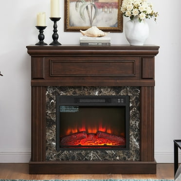 41.3" Electric Fireplace with Mantel, 1400W Fireplace Mantel Surround with  23" Fireplace Insert, Adjustable Flame and Remote Control, Fireplace Heater for Living Room, Cherry