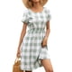 thumbnail image 5 of Vestido con cuello en V, rejilla, vestido sexy, manga corta, ropa de verano para mujer, L, azul claro Vogacara  AP001223-19, 5 of 7