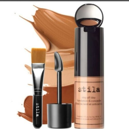 Stila Stay All Day Liquid Foundation tan 12 Concealer & #35 Brush Kit