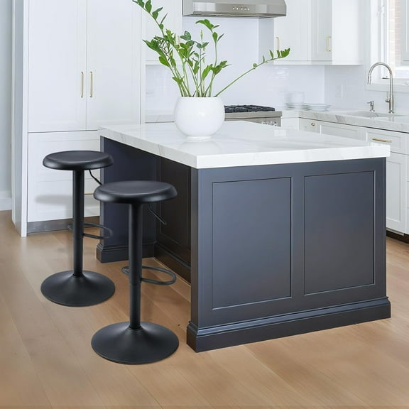 Brage Living Bar Stools Set of 2, Adjustable Height Swivel Bar Stools, Metal Airlift Barstools, Backless Counter Height Bar Chairs for Kitchen Dining Room Pub Cafe (Black)