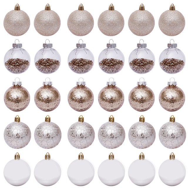 Bolas de Navidad claras Adornos al aire libre para artesanías30 piezas Bolas de Navidad Establecer decoración Árbol claro Colgantes Adornos Adornos Home Craft Decoration Festival Cumpleaños Boys Inevent HA009988-00B
