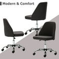 thumbnail image 3 of edx Vanity Chair, Armless Desk Chair with Wheels, Adjustable Swivel Fabric Makeup Chair, Comfortable Home Office Task Computer Chair, Dark Gray, 3 of 7