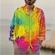 thumbnail image 1 of Camisa informal para hombre, para exteriores, colorida, con grafiti de amor, rosa, camisa para hombre, botones, manga larga, solapa, talla grande, nueva, gran oferta, 1 of 6