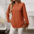 thumbnail image 6 of PiGOGI Women's Solid Color Pullover Blouse, Long Sleeve Round Neck Casual Top Orange XL, 6 of 6