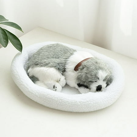 ABPWLY Toys Realistic Sleeping Breathing Dog Plush Toy with Sound and Cloth Mat Lifelike Pet Companion Gift for Kids Toys for Boys