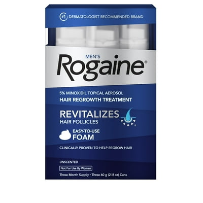 Mens Rogaine 5% Minoxidil Foam for Hair Regrowth, 3-month Supply