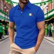 thumbnail image 1 of Blusa y camisa de manga corta con cuello vuelto para hombre, estilo informal, con estampado del Día de San Patricio, botones deportivos, de cedro, de manga corta, con cuello vuelto, de poliéster., 1 of 5