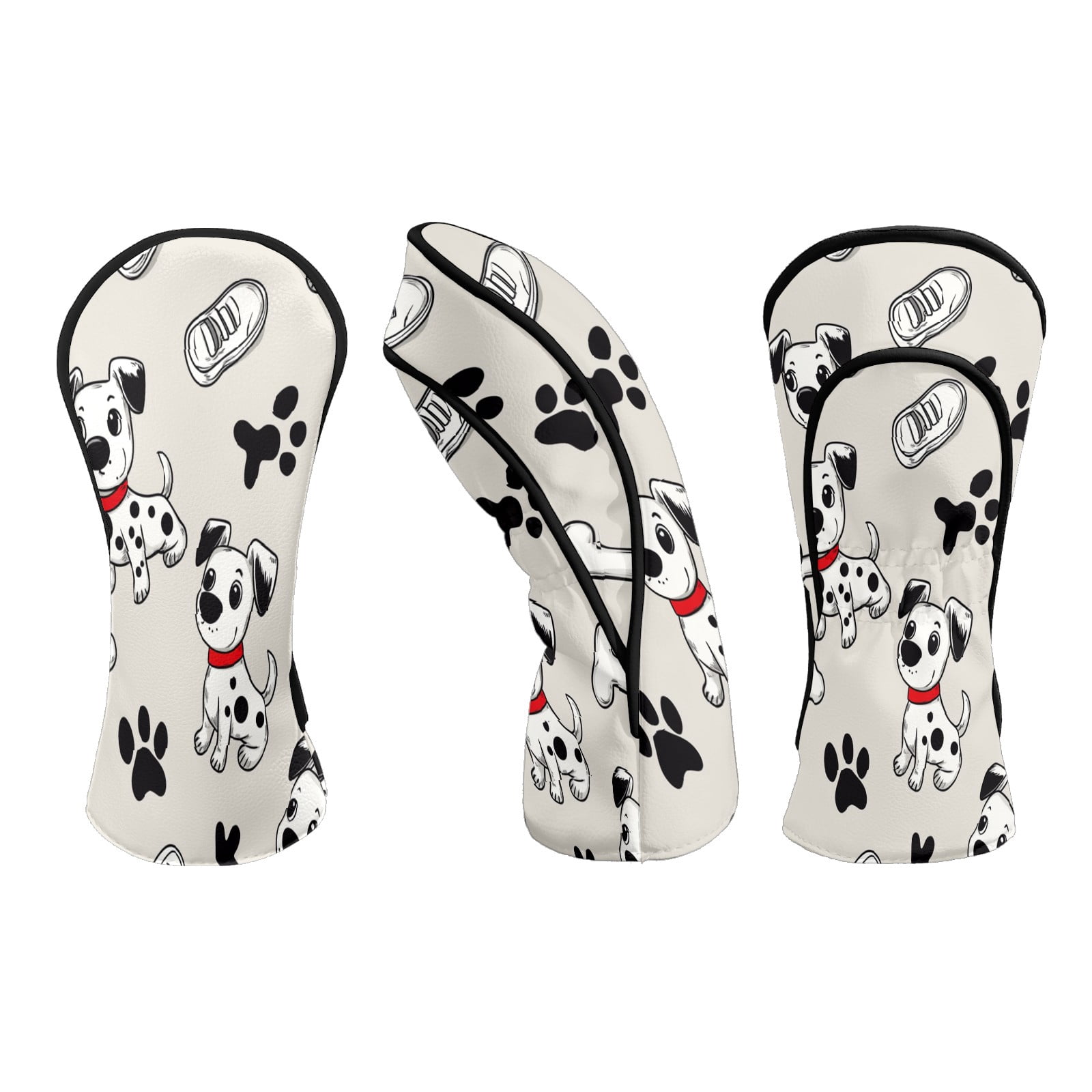 Golf Club Head Covers DalmatianPuppyPawPrint Waterproof Leather Golf Head Covers for Men Women Driver Head Cover Fairway Headcover for Golf Lovers