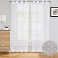 thumbnail image 1 of Sheer Window Curtains for Kids Nursery Room, Jacquard Voile Curtains with Pom Design, Faux Linen Textured Solid Grommet Sheer Curtains, 52 x 95 inch,White,2 Panels, 1 of 7